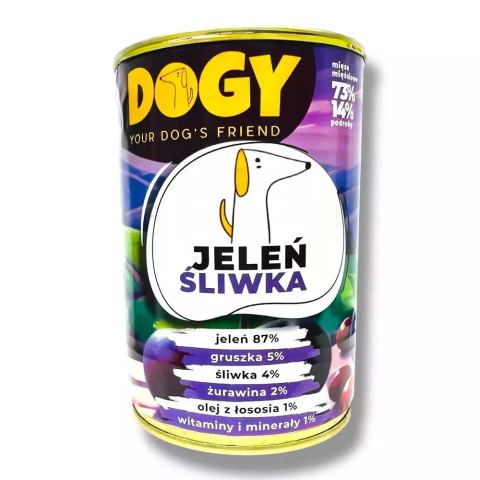DOGY Karma mokra jeleń ze śliwką 400 g DOGY Karma mokra jeleń ze śliwką 400 g