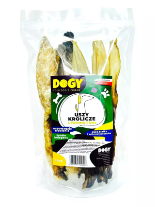 DOGY Uszy królicze z futrem i bez mix 100 g