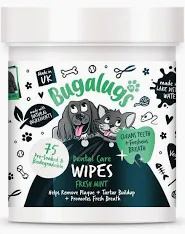 Bugalugs Dental Care Wipes Chusteczki do zębów dla psa i kota bez szczotkowania 75szt