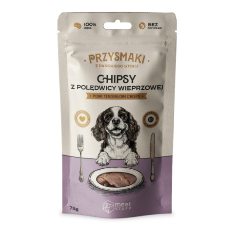 MEAT STUFF Przysmaki z pańskiego stołu - Chipsy z polędwicy wieprzowej 75 g MEAT STUFF Przysmaki z pańskiego stołu - Chipsy z polędwicy wieprzowej 75 g
