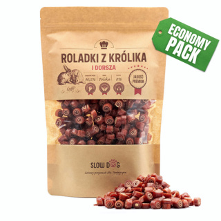 SLOW DOG Treserki Roladki z królika i dorsza 250g