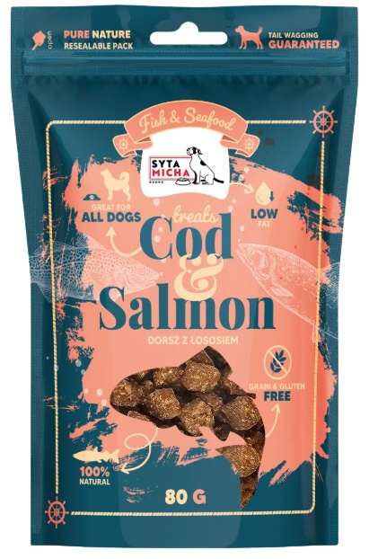 SYTA MICHA Przysmaki dorsz z łososiem 80 g