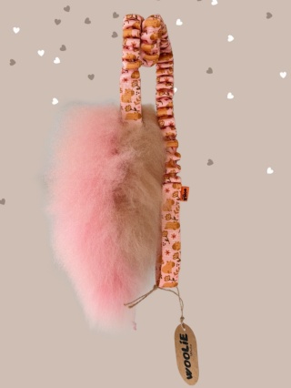 Szarpak pleciony dla małych piesków dwukolorowe futro beżowo-różowe/kapibary SUPER OKAZJA