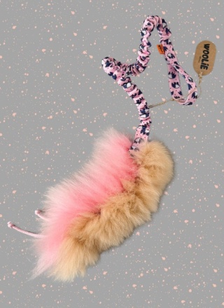 Szarpak pleciony dla małych piesków dwukolorowe futro beżowo-różowe/tapiry SUPER OKAZJA