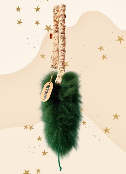 Szarpak pleciony dla małych piesków futro ciemnozielone/sowy SUPER OKAZJA