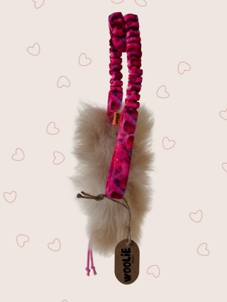 Szarpak pleciony dla małych piesków futro beżowe/maliny SUPER OKAZJA