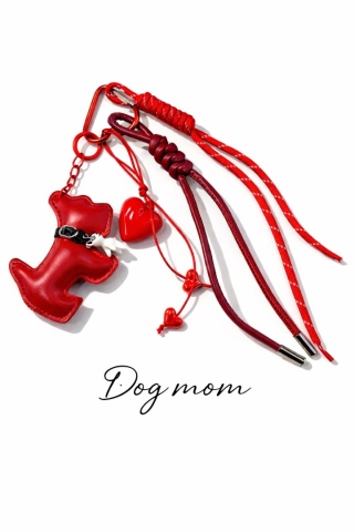 Breloczek "Dog Mom" czerwony duży