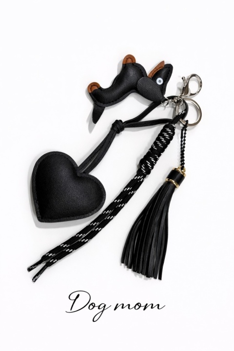 Breloczek "Dog Mom" czarny duży