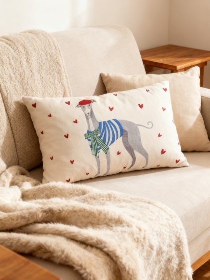 Poduszka dekoracyjna w serca chart 30x50 cm