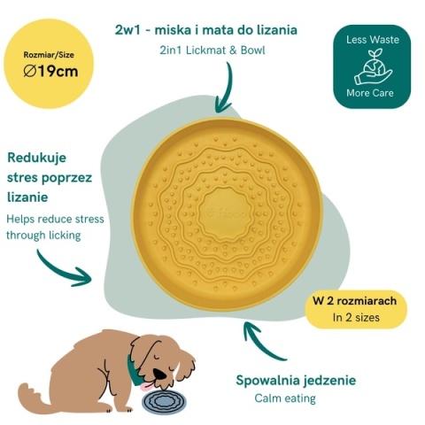 FIBOO Mata do lizania i miska 2w1 – LICK FIBOOWL żółta