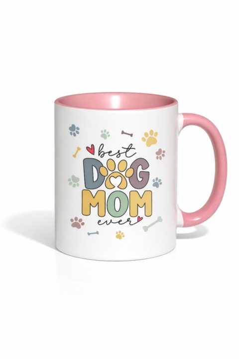 Kubek "Best dog mom ever" 350 ml różowy