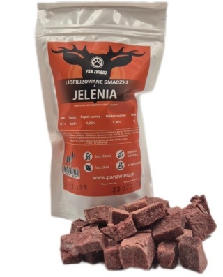 PAN ZWIERZ Liofilizowane smaczki z jelenia 70 g
