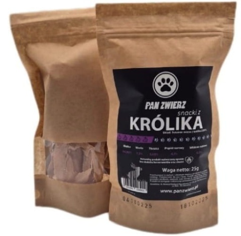 PAN ZWIERZ Naturalne smaczki z królika 25 g