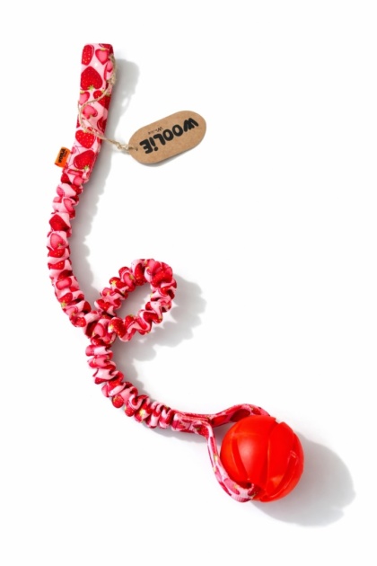 Piłka aportowa z super długą rączką truskawkowe serca SUPER OKAZJA