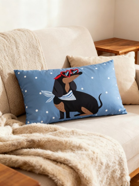 Poduszka dekoracyjna w kropki jamnik 30x50 cm