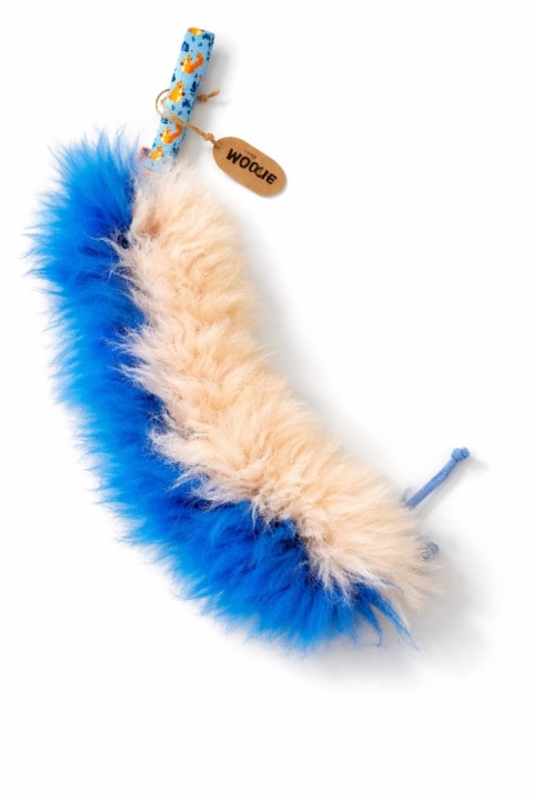 Szarpak pleciony dla dużych psów dwukolorowe futro beżowo-granatowe/wiewiórki SUPER OKAZJA