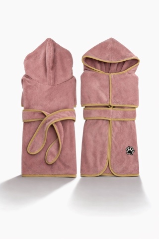 Szlafrok dla psa z kapturem różowy